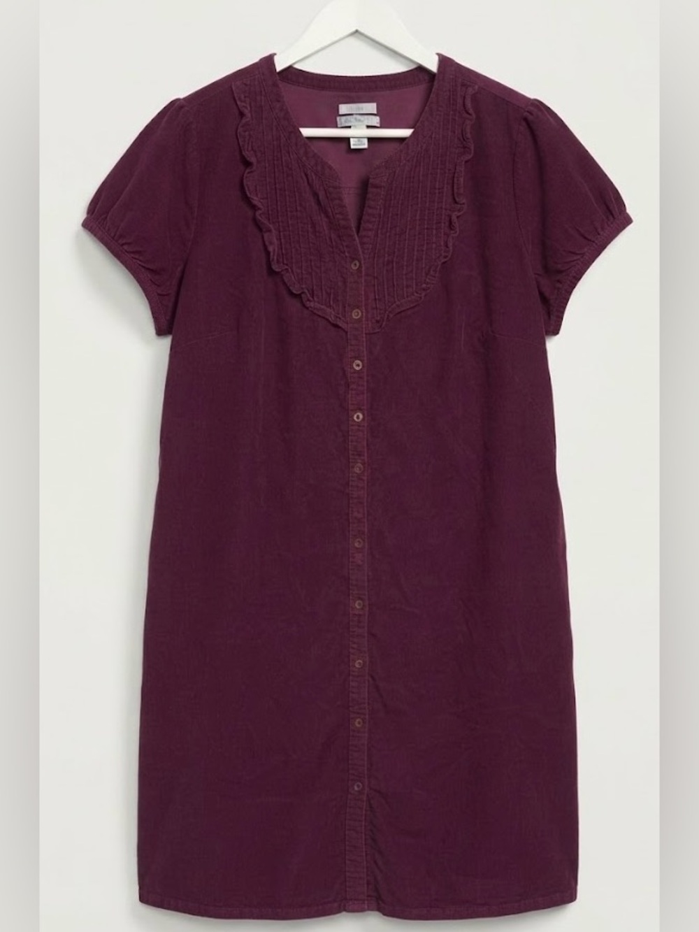 Old Navy Plus Purple Corduroy Button-Front Ruffle Bib Dress Size 20 / 22